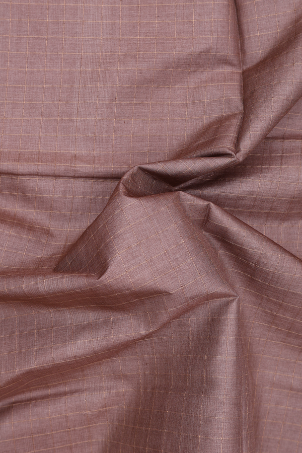 Tussar Silk Saree In Brown With Checks Design