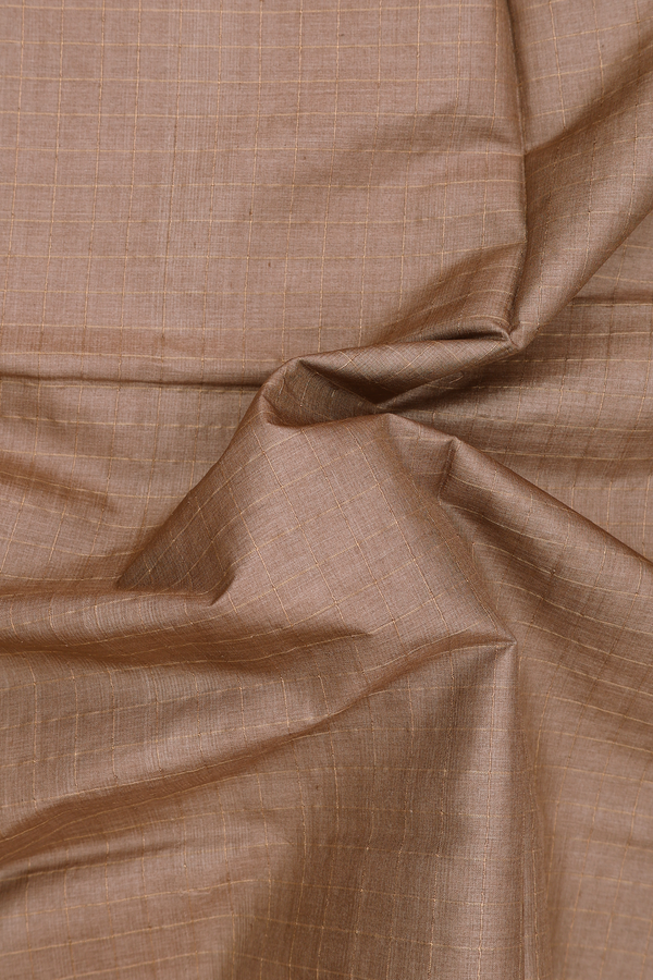 Tussar Silk Saree In Brown With Checks Design
