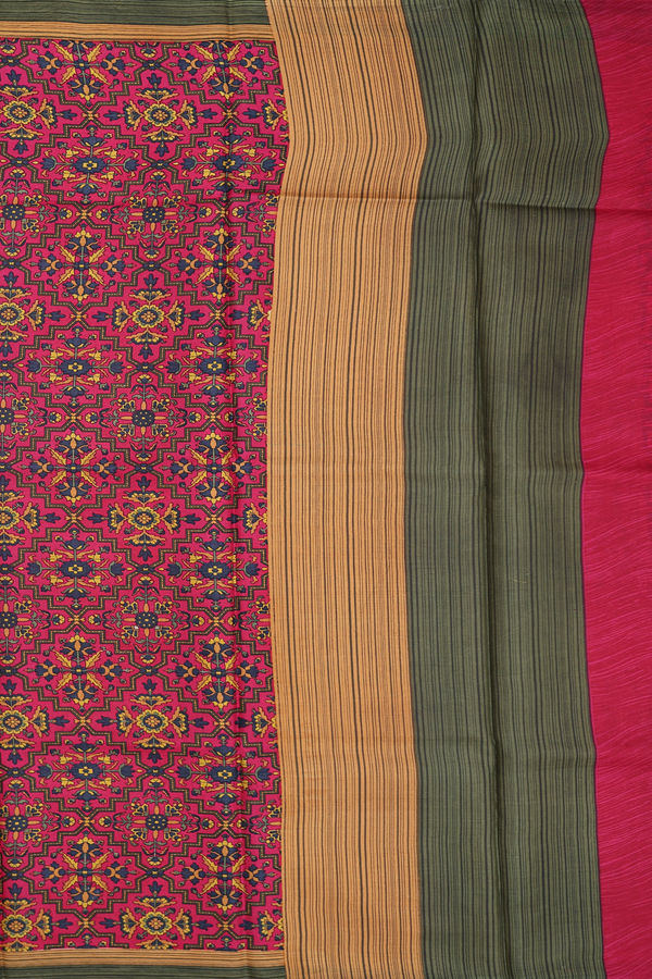 Printed Silk Saree In Pink With Allover Design