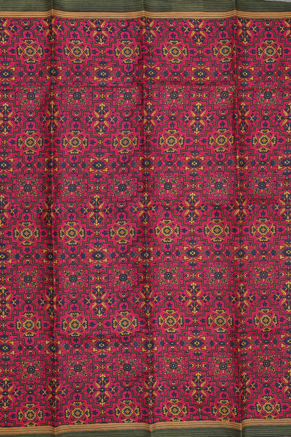 Printed Silk Saree In Pink With Allover Design