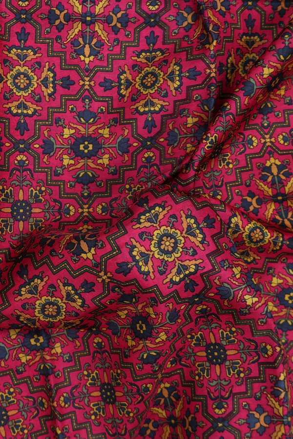 Printed Silk Saree In Pink With Allover Design