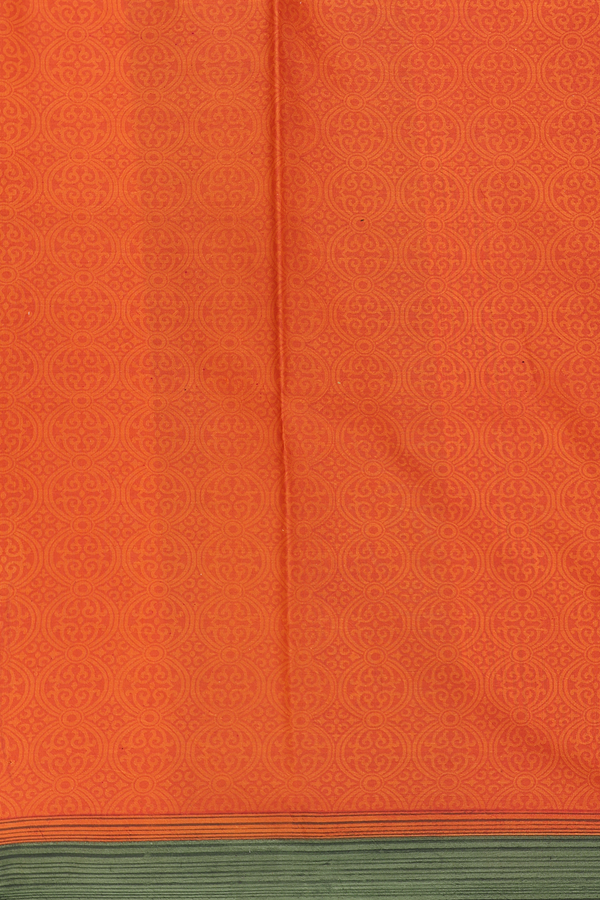 Printed Silk Saree In Honey Orange With Floral Motifs