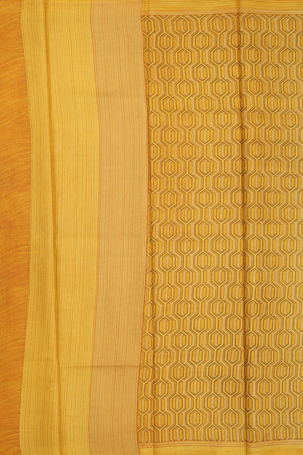Printed Silk Saree In Shades Of Yellow With Allover Design