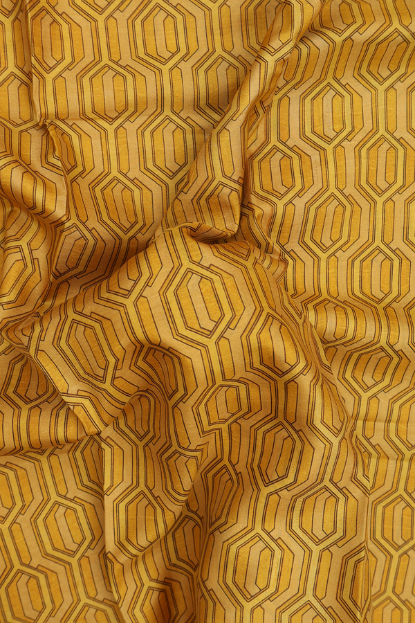 Printed Silk Saree In Shades Of Yellow With Allover Design