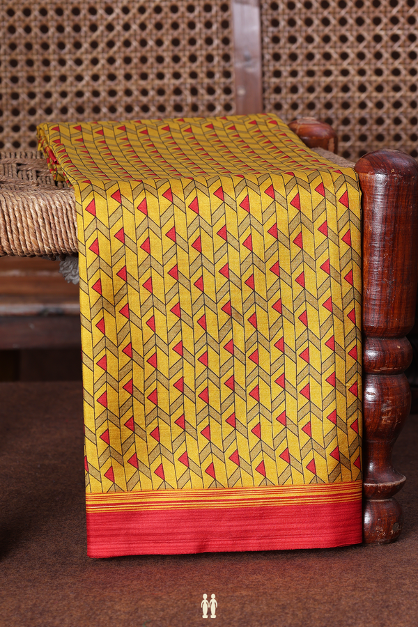 Printed Silk Saree In Multicolor With Allover Design