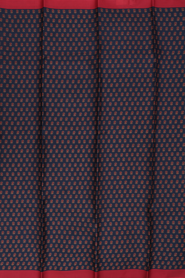 Printed Silk Saree In Midnight Blue With Allover Design