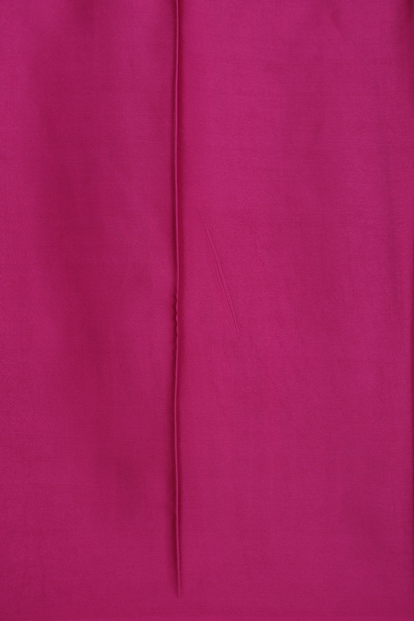 Printed Silk Saree In Dark Pink With Leaf Design