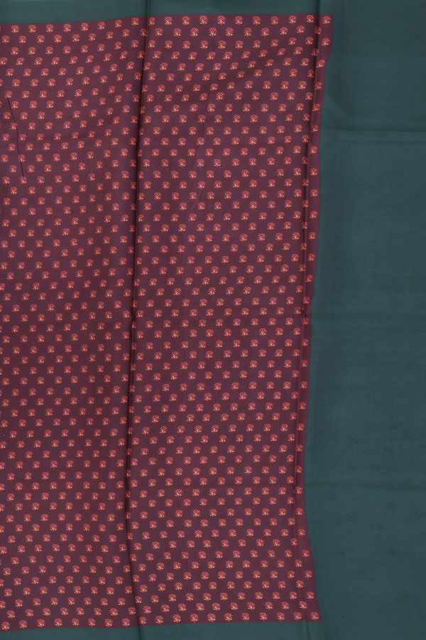 Printed Silk Saree In Coffee Brown With Floral Design