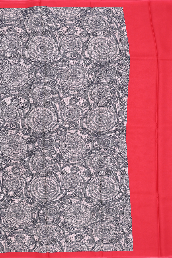 Printed Silk Saree In White With Allover Design