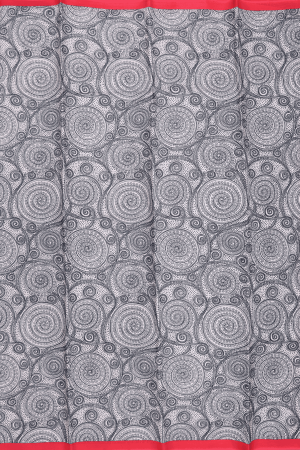 Printed Silk Saree In White With Allover Design