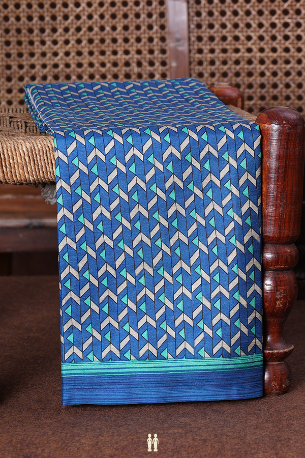Printed Silk Saree In Multicolor With Allover Design