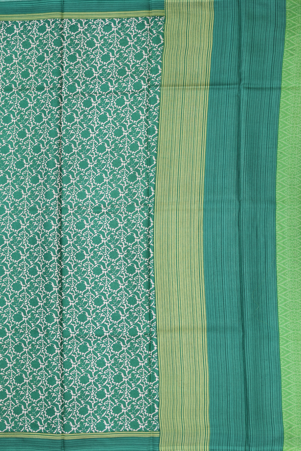 Printed Silk Saree In Cream Color With Floral Design