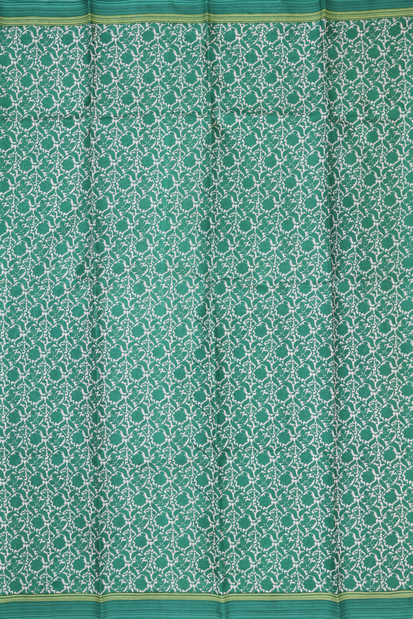 Printed Silk Saree In Cream Color With Floral Design