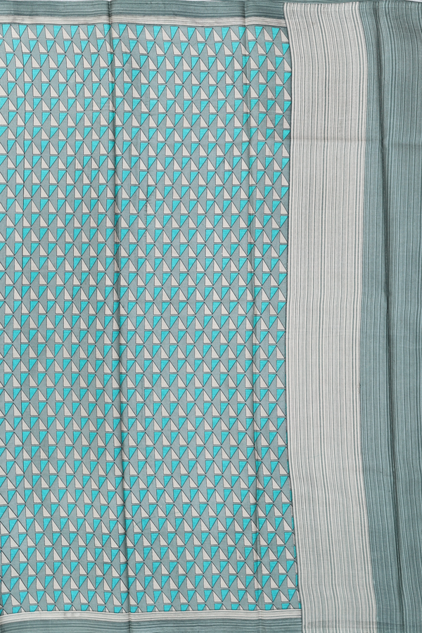 Printed Silk Saree In Shade Of Green With Allover Design