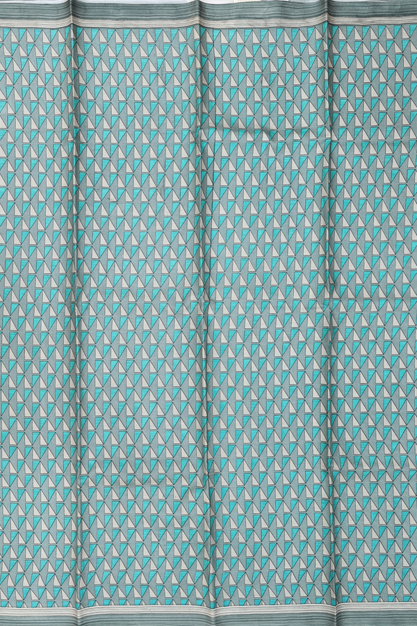 Printed Silk Saree In Shade Of Green With Allover Design