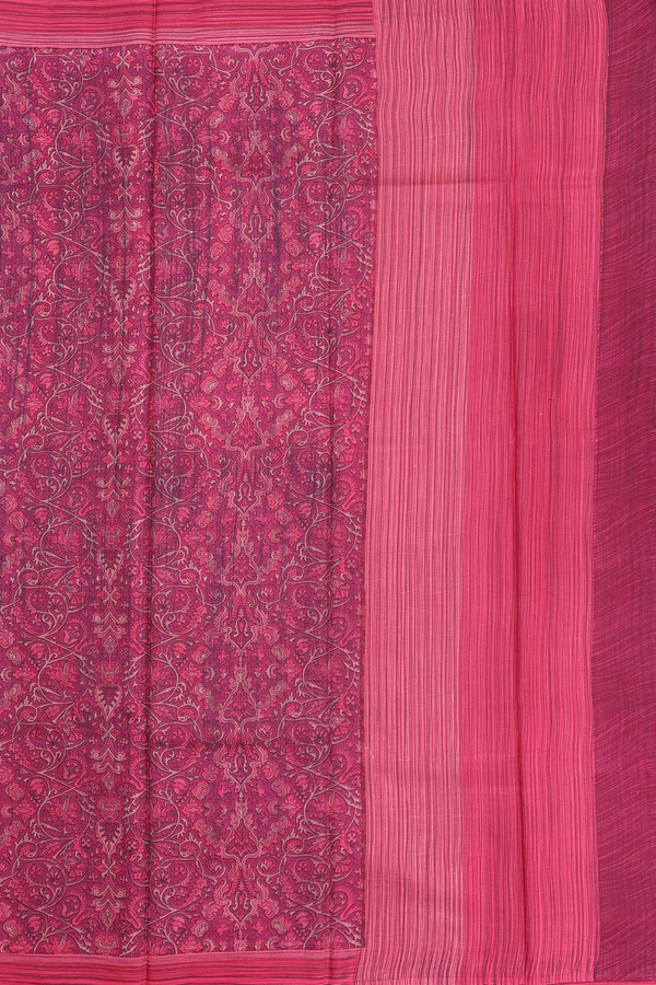 Printed Silk Saree In Red With Allover Design