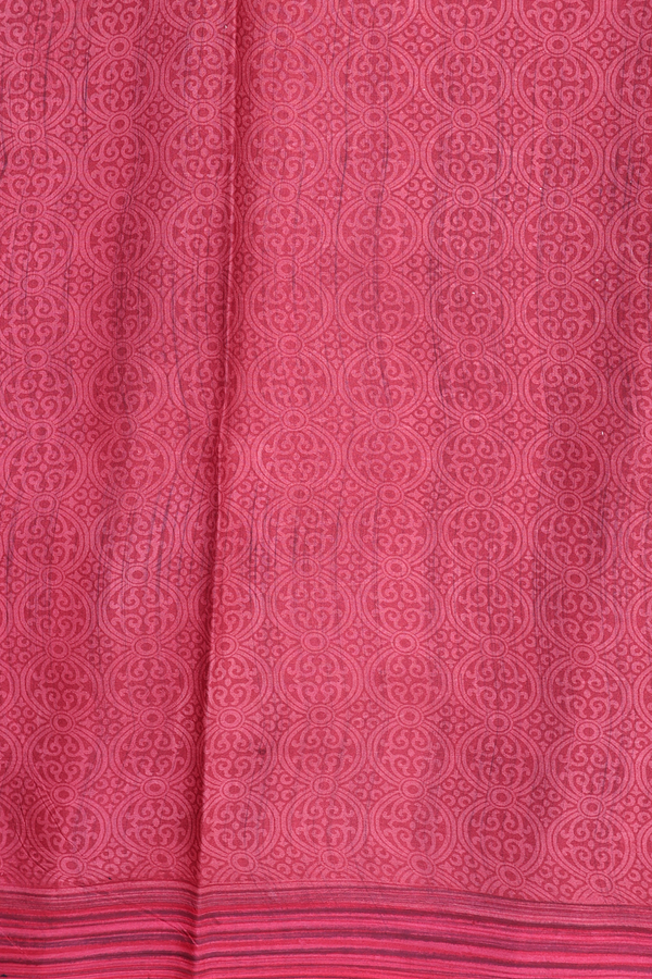 Printed Silk Saree In Red With Allover Design