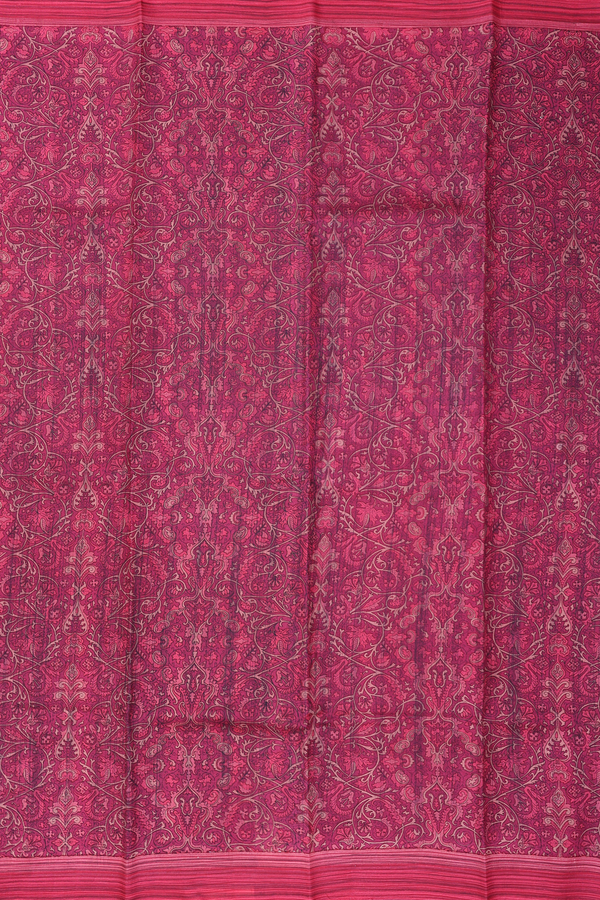 Printed Silk Saree In Red With Allover Design