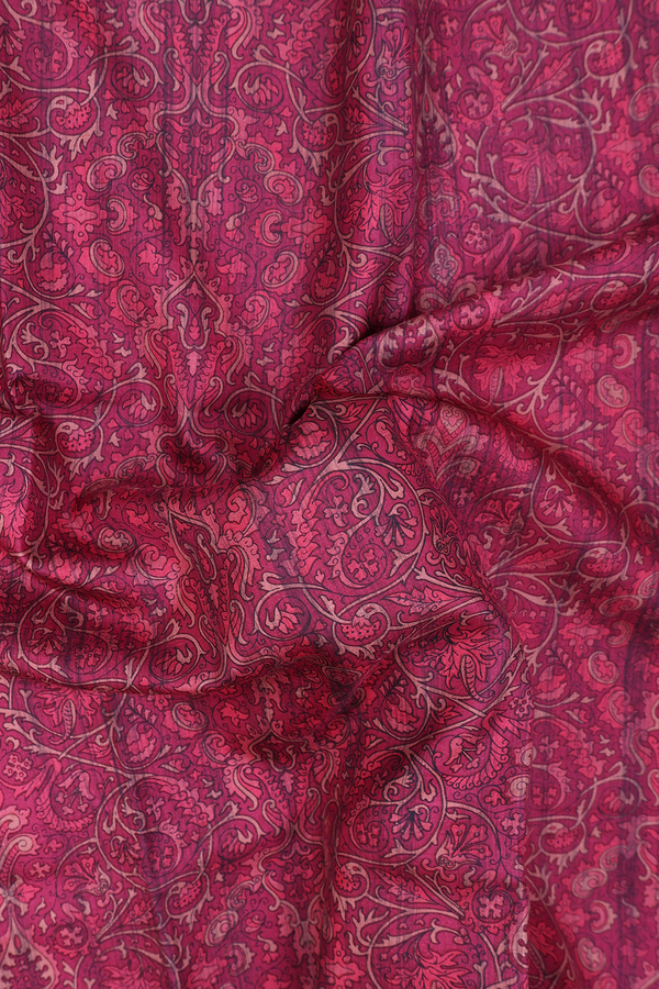 Printed Silk Saree In Red With Allover Design