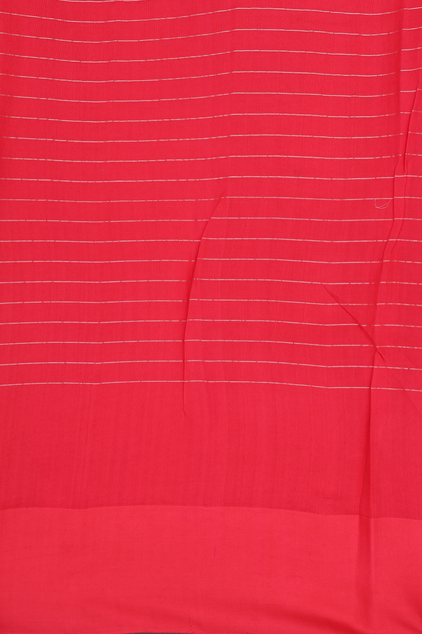Raw Silk Saree In Chilli Red With Checks Design