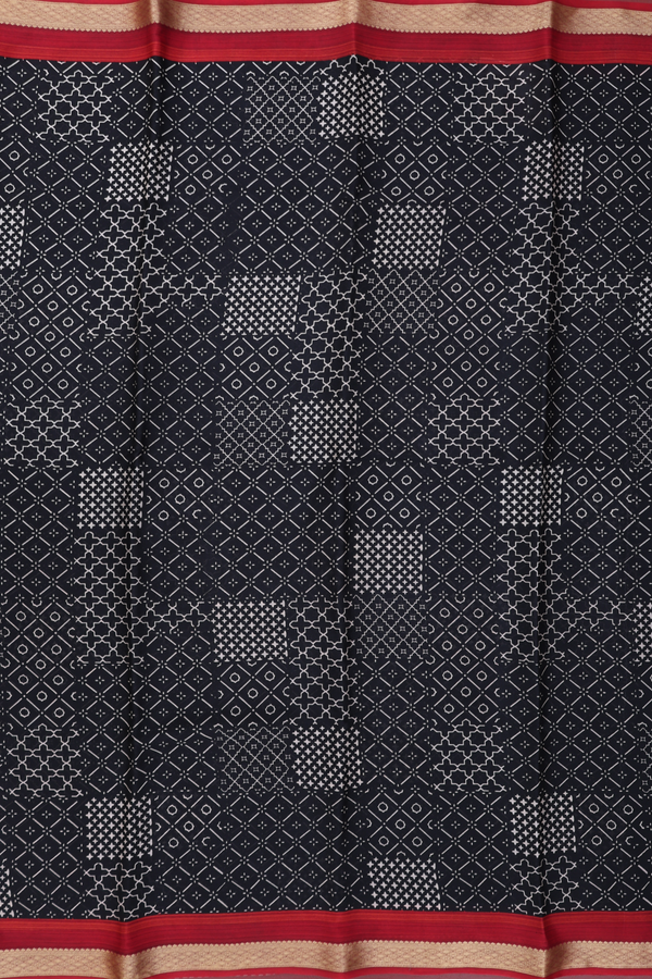 Crepe Saree In Black With Printed Design