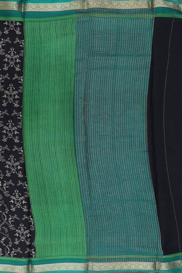 Crepe Saree In Black With Printed Design