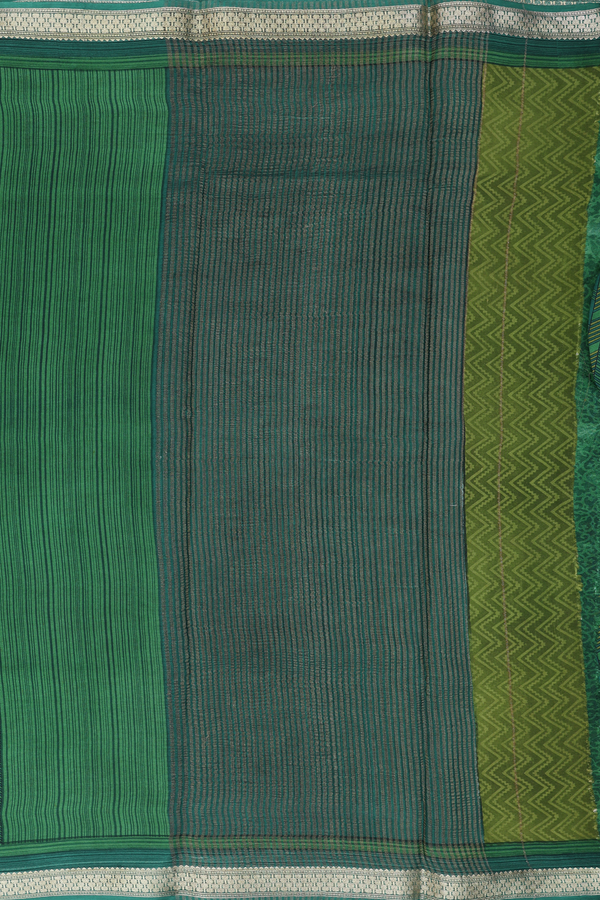 Crepe Saree In Shades Of Green With Geometric Design