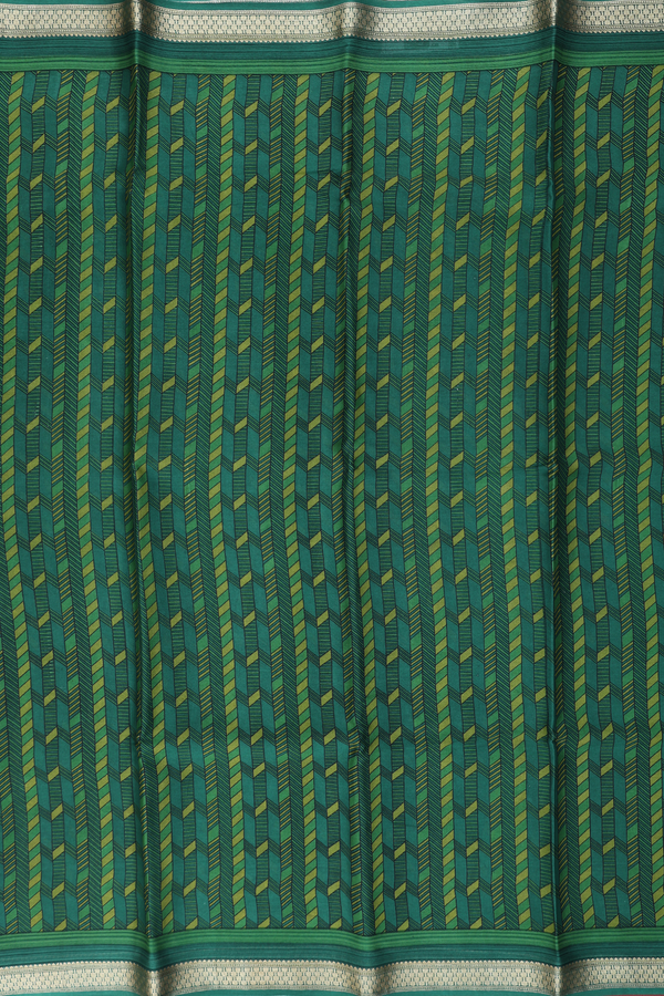 Crepe Saree In Shades Of Green With Geometric Design