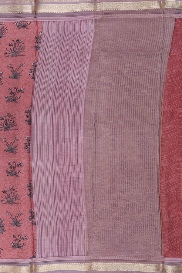 Crepe Saree In Dusty Rose With Floral Printed Design