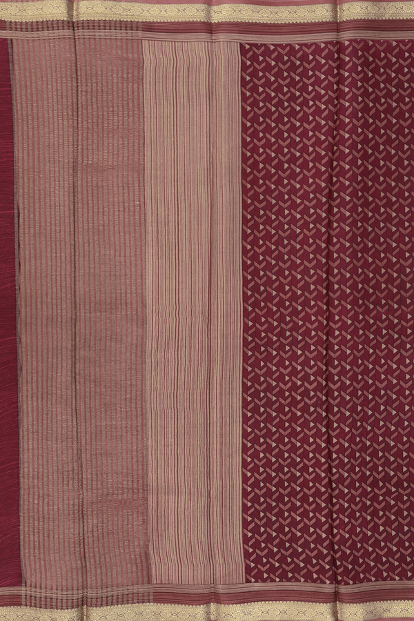 Crepe Saree In Burgundy Red With Printed Design