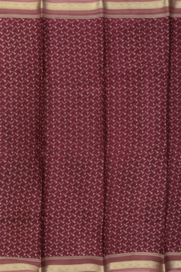 Crepe Saree In Burgundy Red With Printed Design