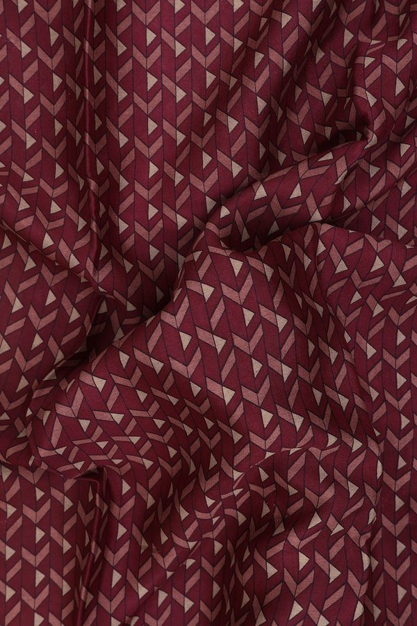 Crepe Saree In Burgundy Red With Printed Design