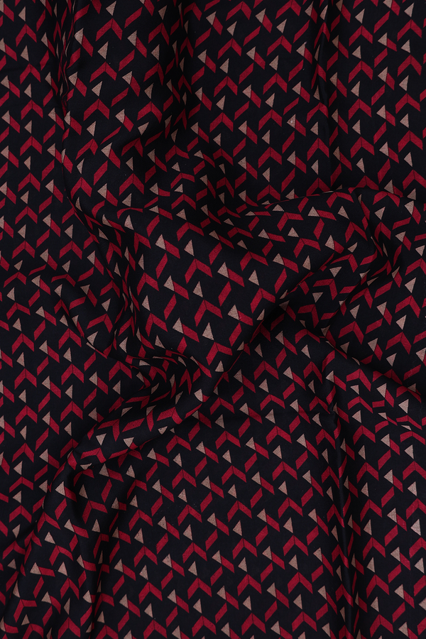 Crepe Saree In Black With Geometric Design