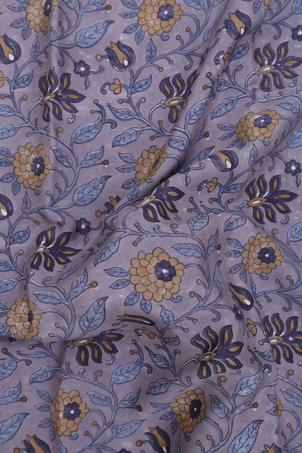 Crepe Saree In Dusty Lavender With Floral Printed Design