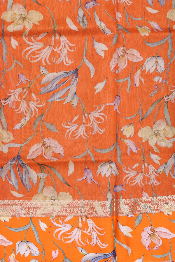 Tussar Silk Saree In Golden Yellow With Zari Buttas