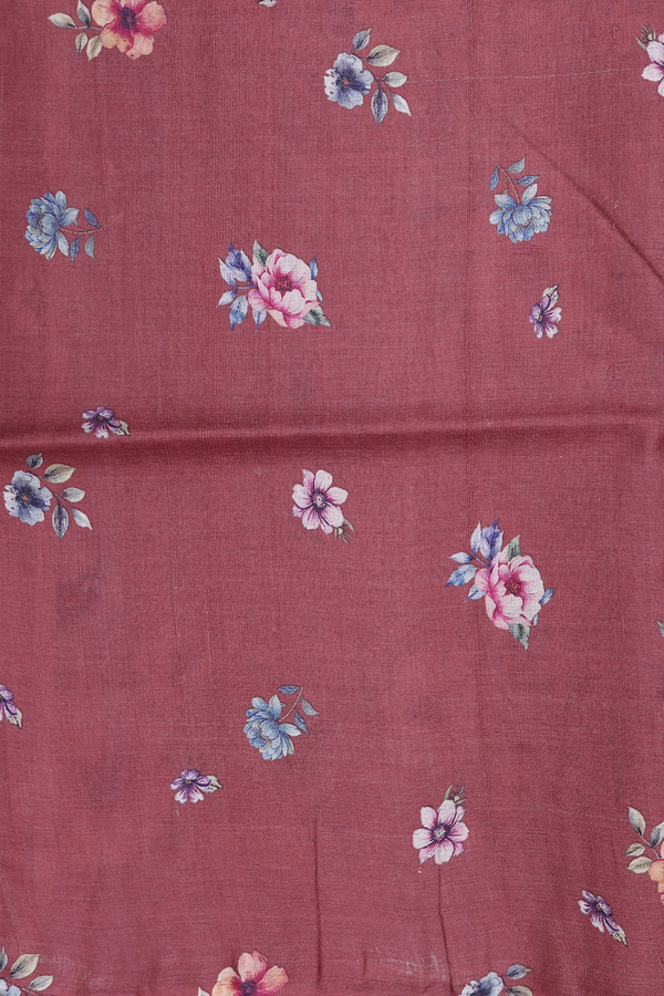 Tussar Silk Saree In Brown With Floral Design