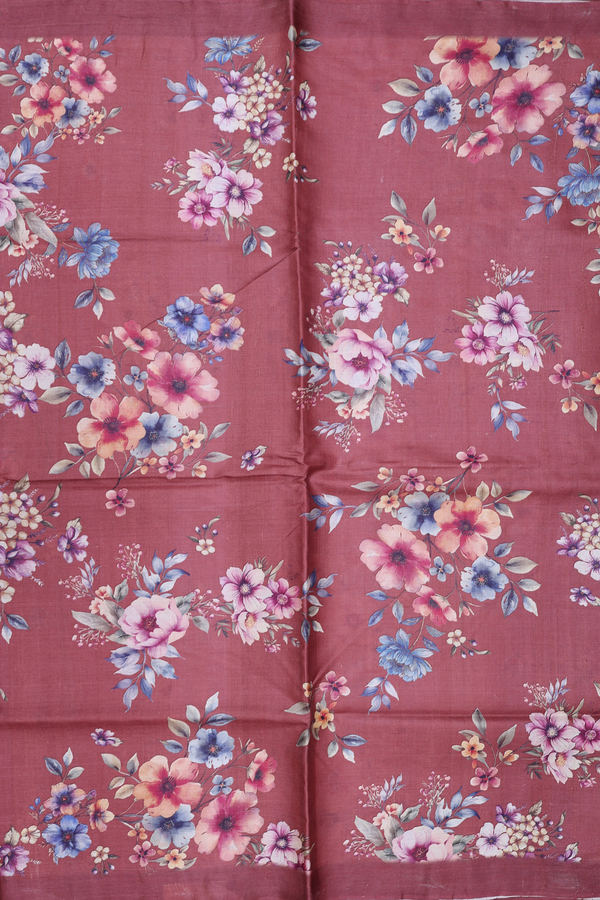 Tussar Silk Saree In Brown With Floral Design