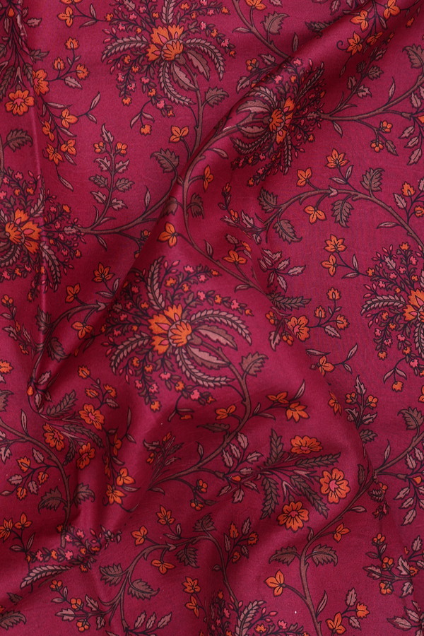 Printed Silk Saree In Pink With Floral Design