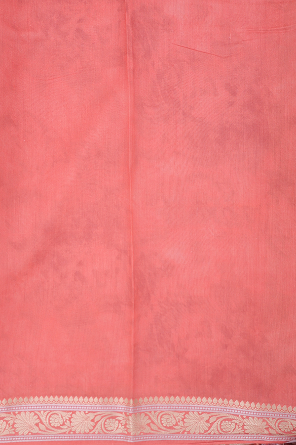 Organza Silk Saree In Light Orange With Floral Design