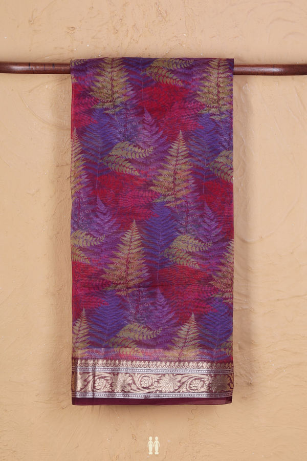 Organza Silk Saree In Multicolor With Printed Design