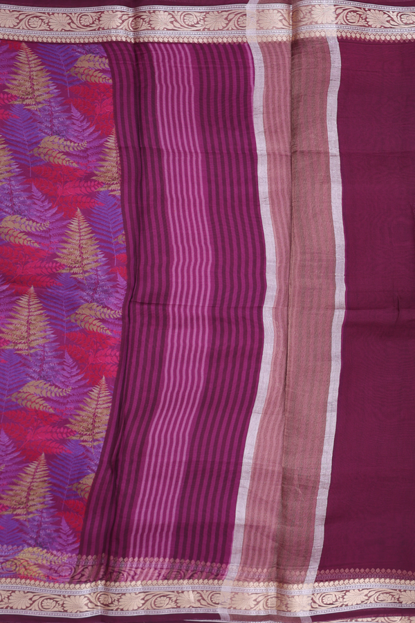 Organza Silk Saree In Multicolor With Printed Design
