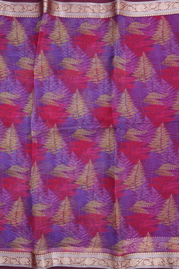 Organza Silk Saree In Multicolor With Printed Design