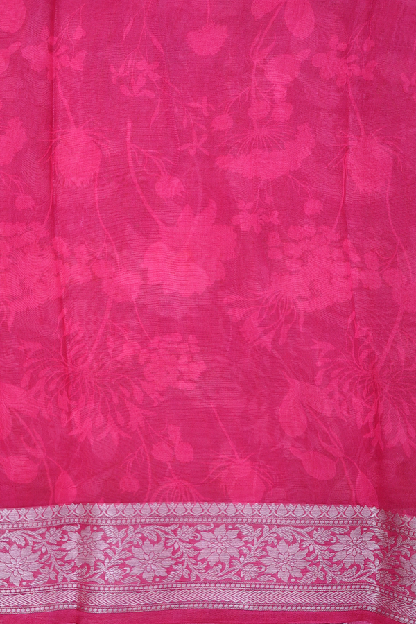 Organza Silk Saree In Pink With Floral Design