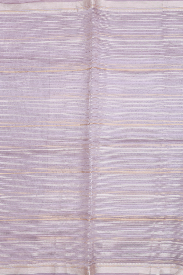 Organza Silk Saree In Dusty Lavender With Stripes Design