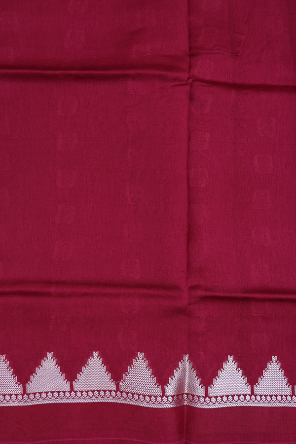 Raw Silk Saree In Burgundy Red With Floral Buttas