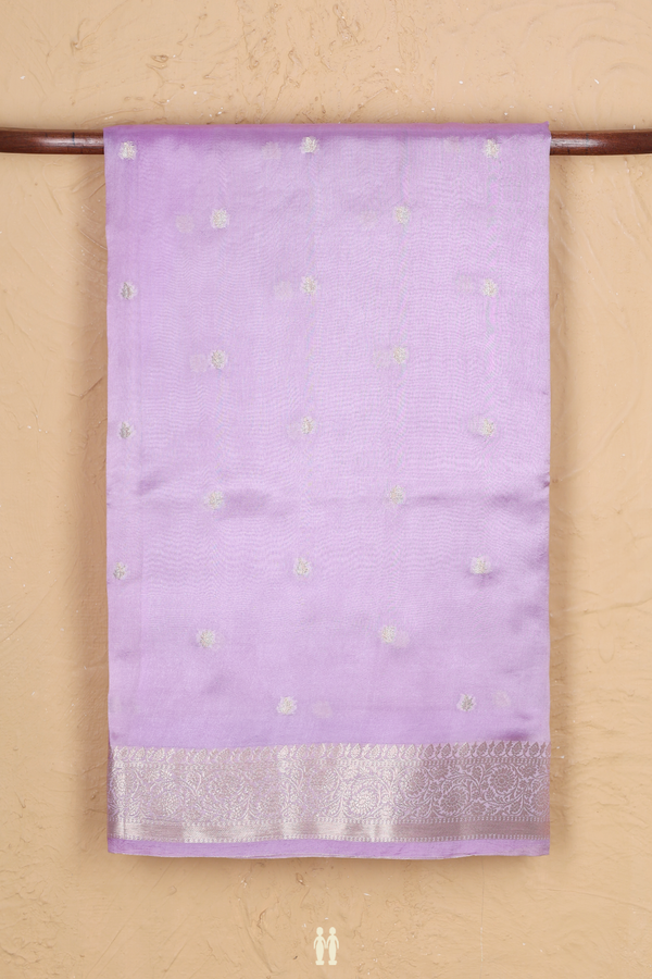 Raw Silk Saree In Lilac With Zari Buttas