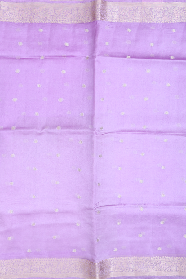 Raw Silk Saree In Lilac With Zari Buttas