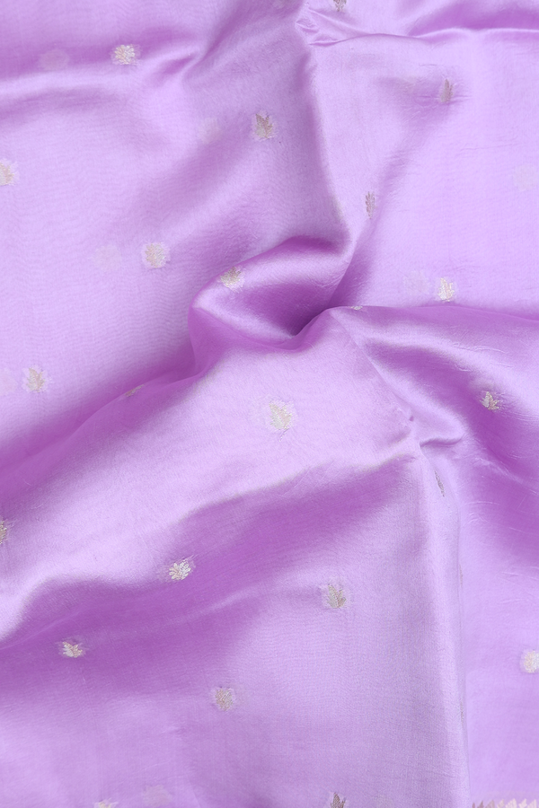 Raw Silk Saree In Lilac With Zari Buttas