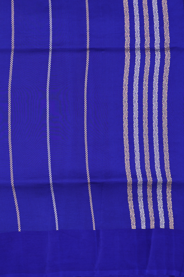 Raw Silk Saree In Royal Blue With Zari Buttas