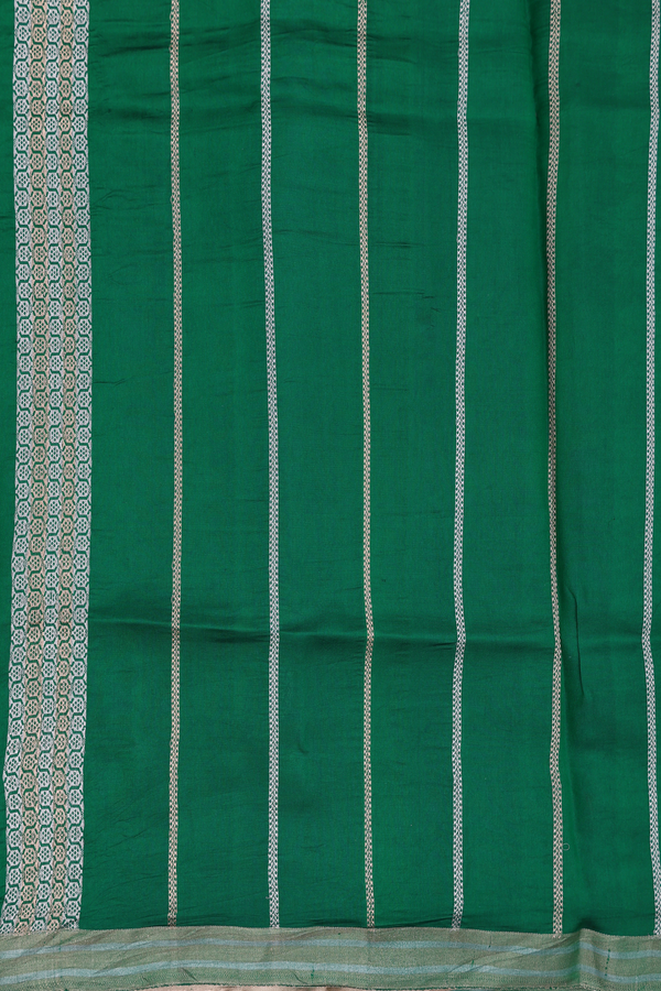 Raw Silk Saree Emerald Green With Peacock Motifs
